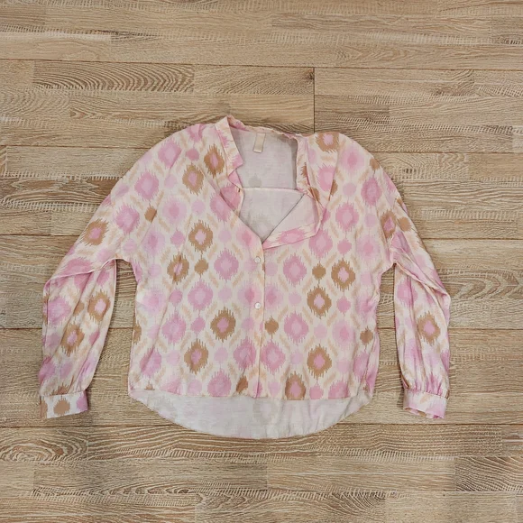 Pink and Brown Patterned Women's Top - Picture 2 of 3